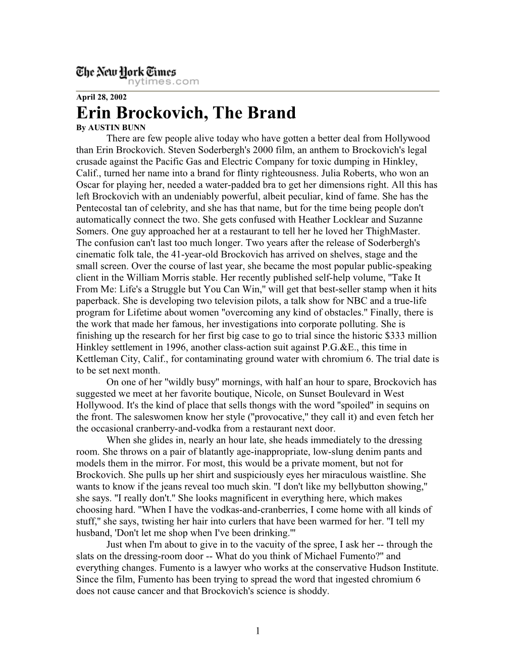 Erin Brockovich, the Brand