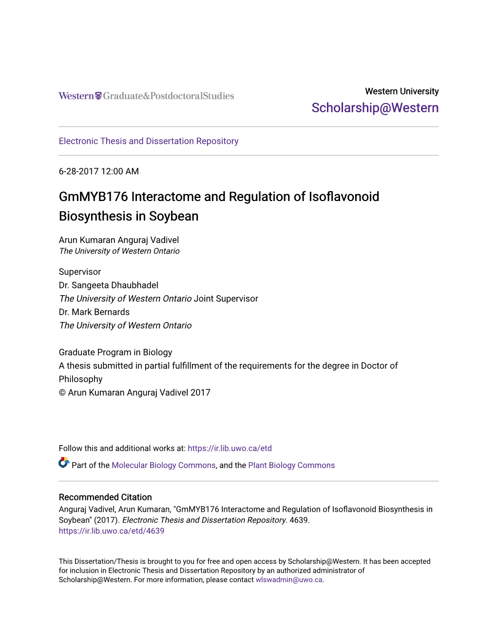 Gmmyb176 Interactome and Regulation of Isoflavonoid Biosynthesis in Soybean