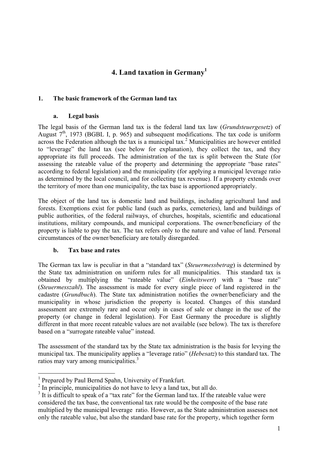 4. Land Taxation in Germany1