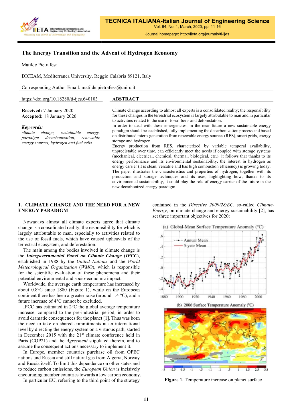 The Energy Transition and the Advent of Hydrogen Economy TECNICA