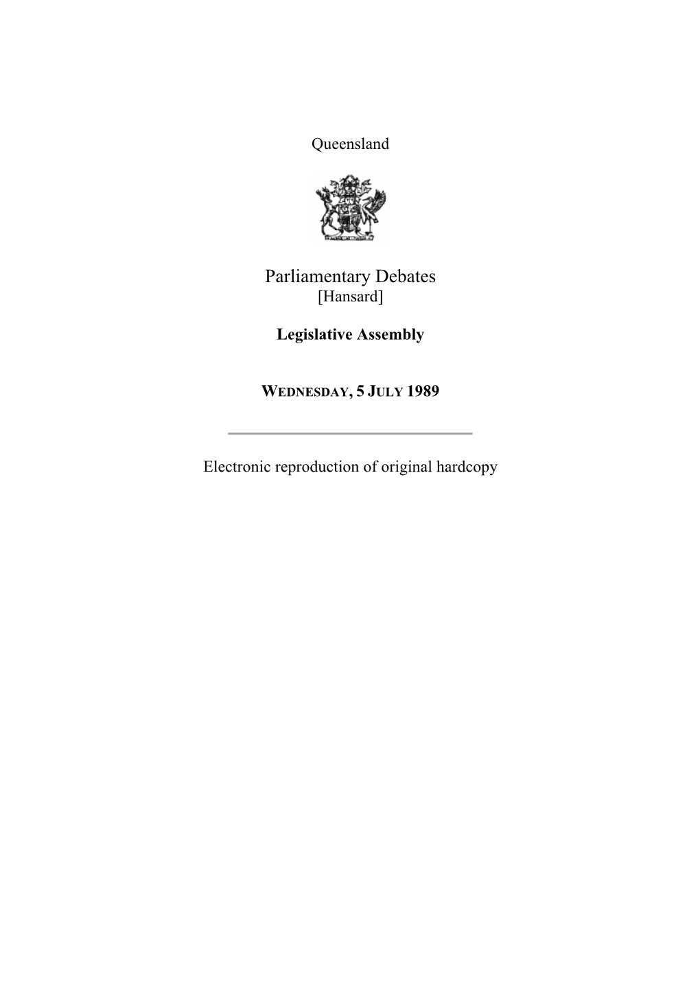 Legislative Assembly Hansard 1989