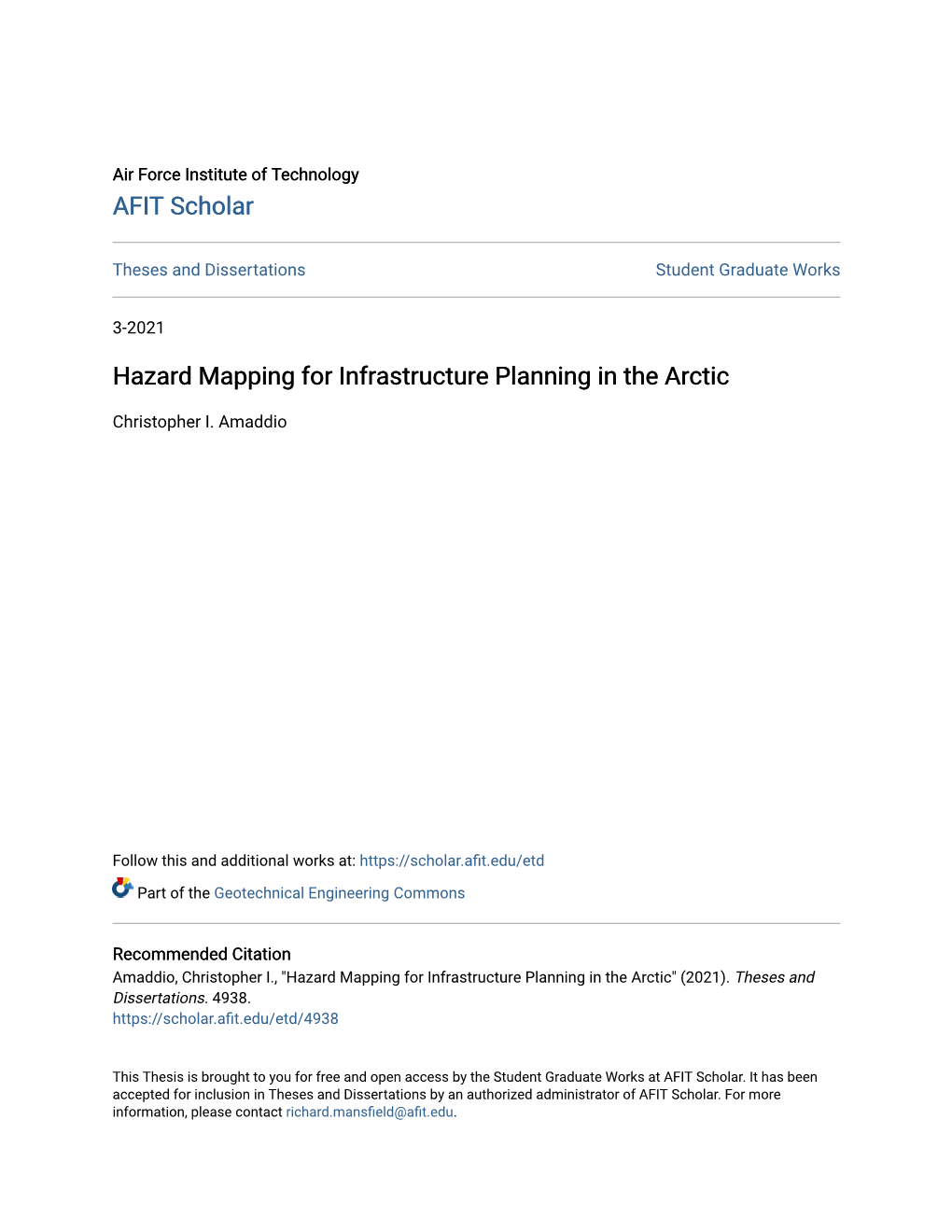 Hazard Mapping for Infrastructure Planning in the Arctic