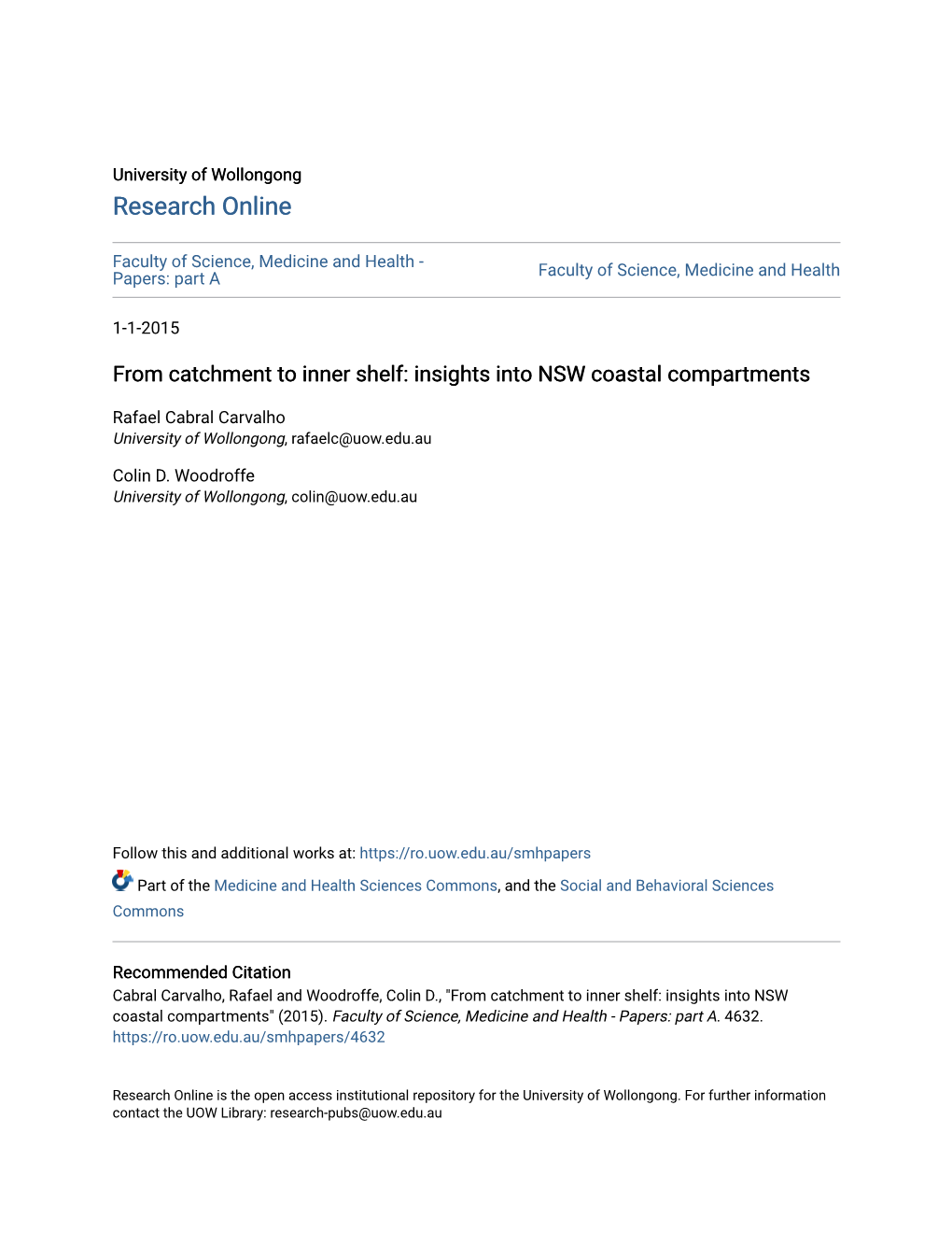 From Catchment to Inner Shelf: Insights Into NSW Coastal Compartments