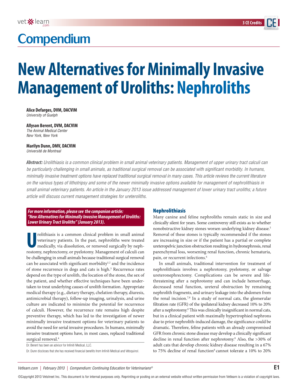 New Alternatives for Minimally Invasive Management of Uroliths: Nephroliths