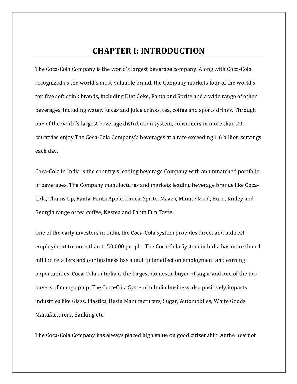 Chapter I: Introduction