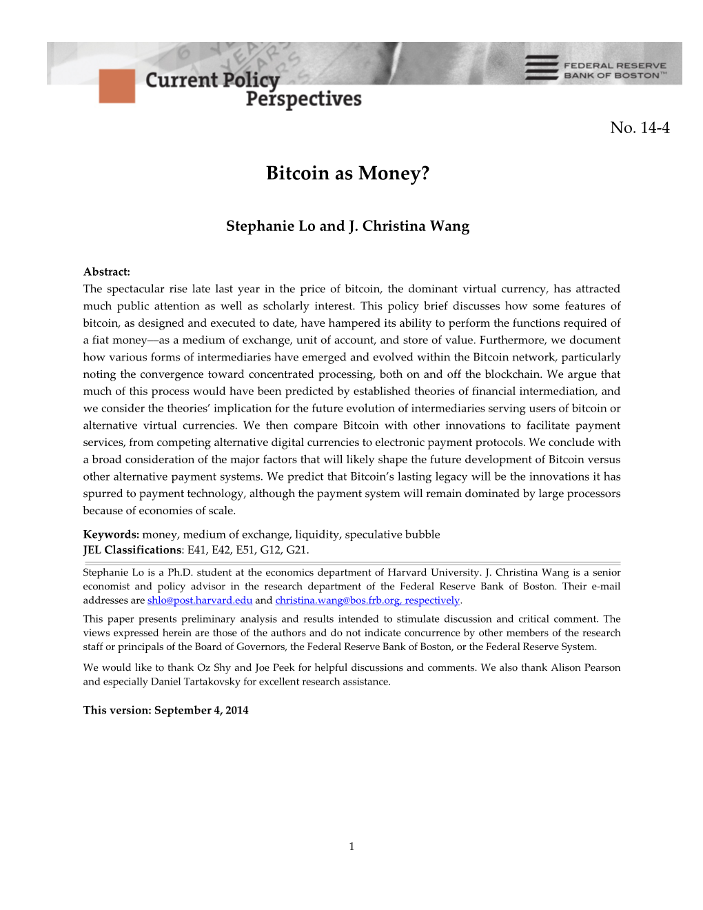 Bitcoin As Money?