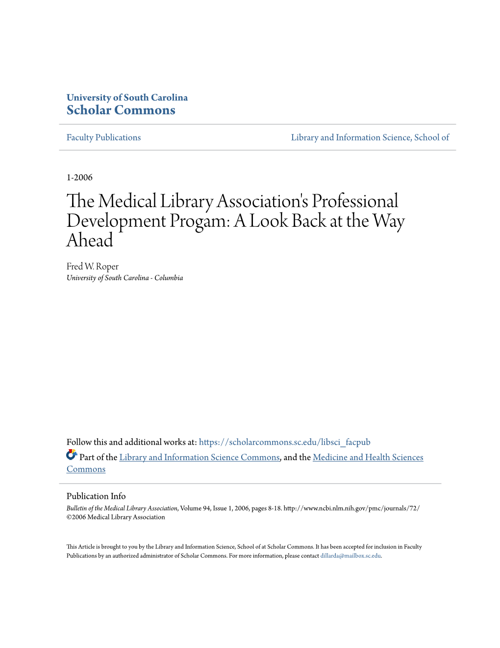 The Medical Library Association's Professional Development Progam