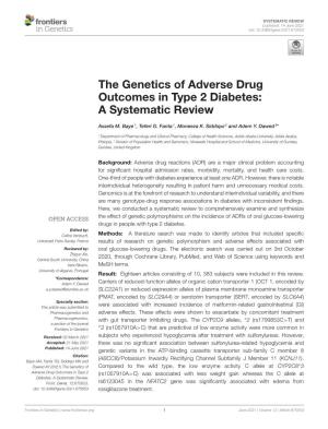 The Genetics of Adverse Drug Outcomes in Type 2 Diabetes: a Systematic Review
