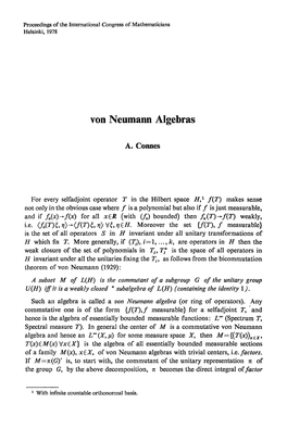 Von Neumann Algebras