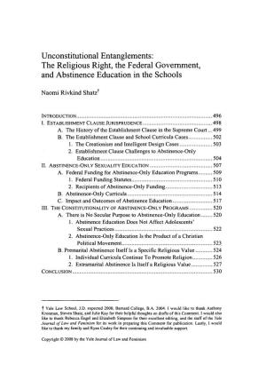 The Religious Right, the Federal Government, and Abstinence Education in the Schools