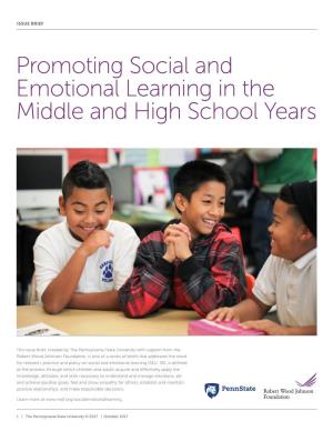 Promoting Social and Emotional Learning in the Middle and High School Years