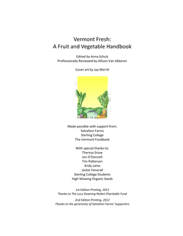 Vermont Fresh: a Fruit and Vegetable Handbook