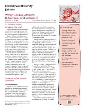 Water-Soluble Vitamins: B-Complex and Vitamin C Fact Sheet No