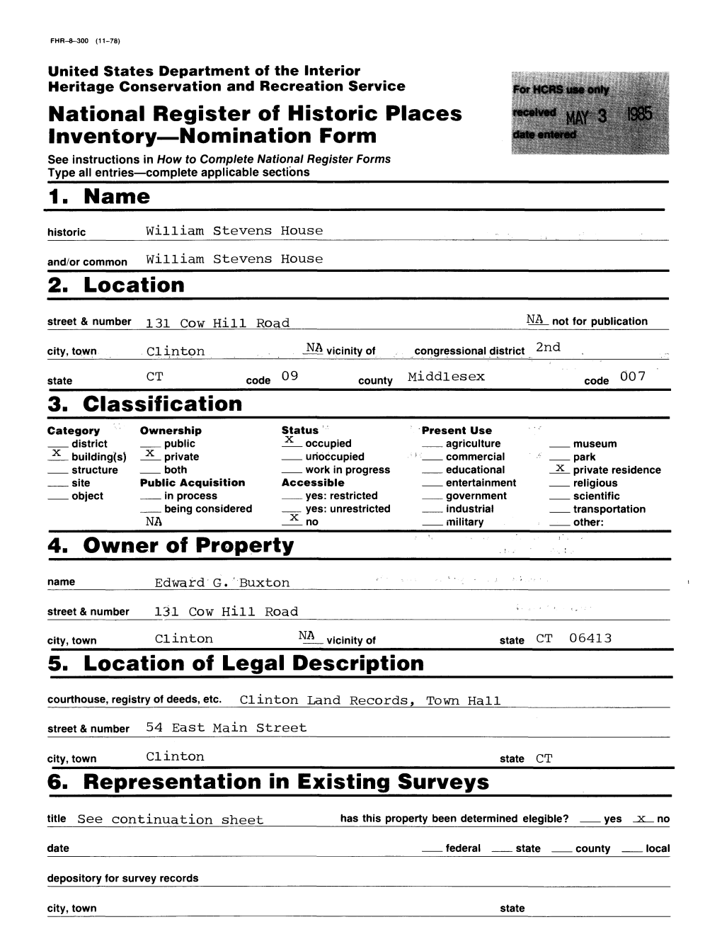 National Register of Historic Places Inventory Nomination Form 1