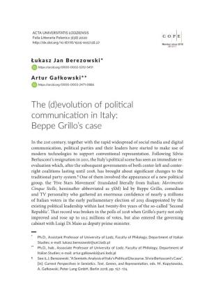 The (D)Evolution of Political Communication in Italy: Beppe