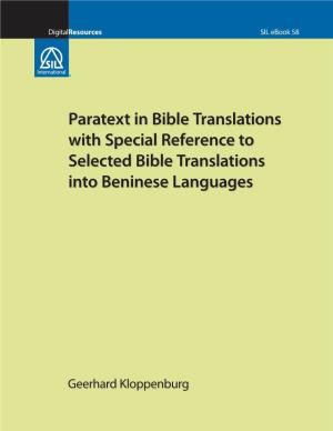 Paratext in Bible Translations with Special Reference to Selected Bible Translations Into Beninese Languages