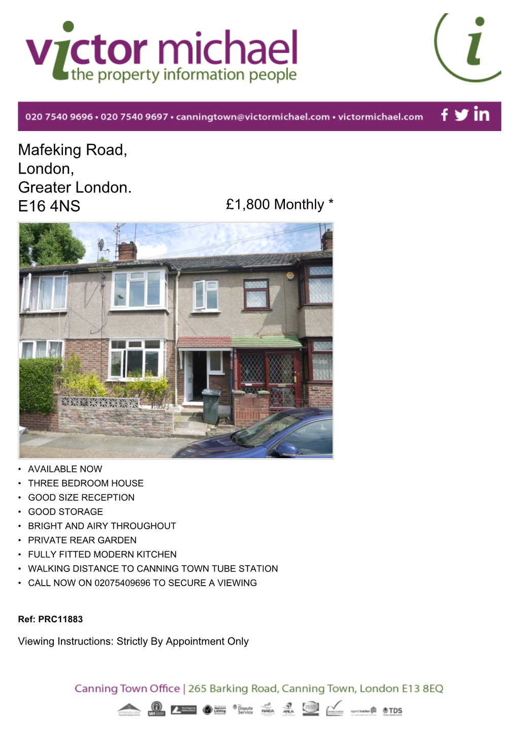 Mafeking Road, London, Greater London. E16 4NS £1,800 Monthly *