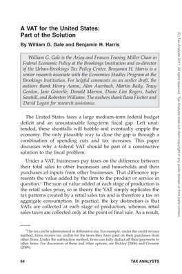 A VAT for the United States: (C) Tax Analysts 2011