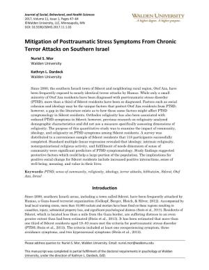 Mitigation of Posttraumatic Stress Symptoms from Chronic Terror Attacks on Southern Israel