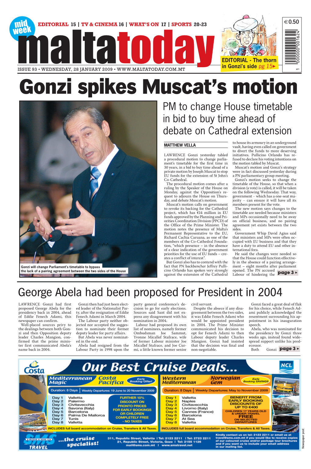 Gonzi Spikes Muscat's Motion