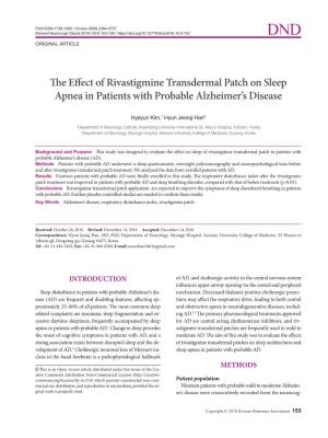 The Effect of Rivastigmine Transdermal Patch on Sleep Apnea in Patients with Probable Alzheimer’S Disease