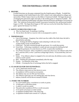 Touch Football Study Guide