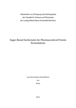 Sugar-Based Surfactants for Pharmaceutical Protein Formulations