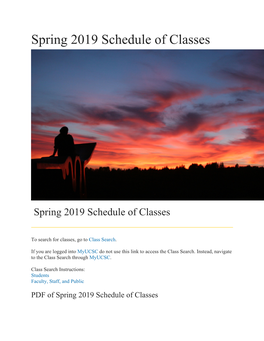 Spring 2019 Schedule of Classes