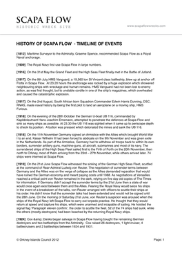 History of Scapa Flow - Timeline of Events
