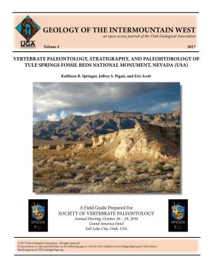Vertebrate Paleontology, Stratigraphy, and Paleohydrology of Tule Springs Fossil Beds National Monument, Nevada (Usa)