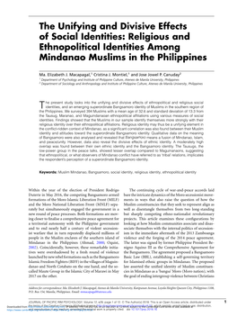 Religious and Ethnopolitical Identities Among Mindanao Muslims in the Philippines