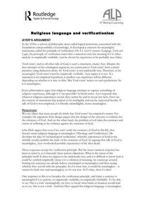 Religious Language and Verificationism