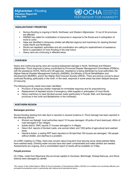 Afghanistan • Flooding Situation Report #3 5 May 2009