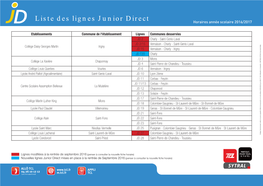 Liste Des Lignes Junior Direct Horaires Année Scolaire 2016/2017