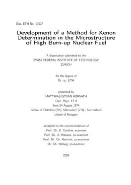 Development of a Method for Xenon Determination in the Microstructure of High Burn-Up Nuclear Fuel