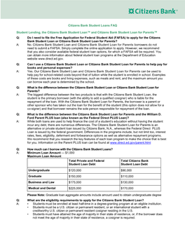 Do I Need to File the Free Application for Federal Student Aid (FAFSA) to Apply for the Citizens Bank Student Loan Or Citizens Bank Student Loan for Parents? A: No