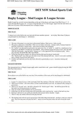 Mod League & League Sevens