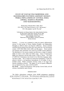 Study of Enzyme Polymorphism and Haemoglobin Patterns Amongst Sixteen Tribal Populations of Central India (Orissa, Madhya Pradesh, and Maharashtra)