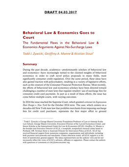 Behavioral Law & Economics and Payment Card Surcharging