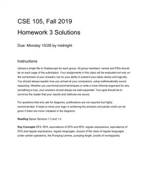 CSE 105, Fall 2019 Homework 3 Solutions