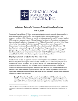 Adjustment Options for Temporary Protected Status Beneficiaries