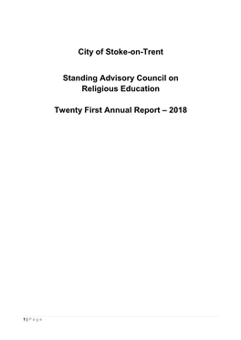 City of Stoke-On-Trent Standing Advisory Council On