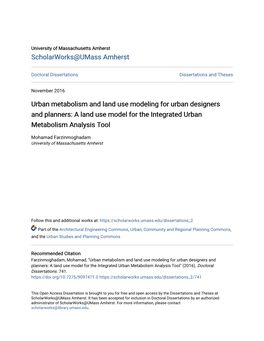 Urban Metabolism and Land Use Modeling for Urban Designers and Planners: a Land Use Model for the Integrated Urban Metabolism Analysis Tool