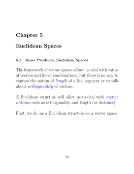 Chapter 5 Euclidean Spaces