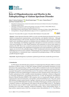 Role of Oligodendrocytes and Myelin in the Pathophysiology of Autism Spectrum Disorder