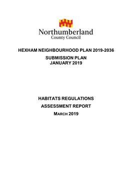 Hexham Neighbourhood Plan 2019-2036 Submission Plan