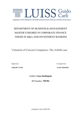 Valuation of Unicorn Companies: the Airbnb Case