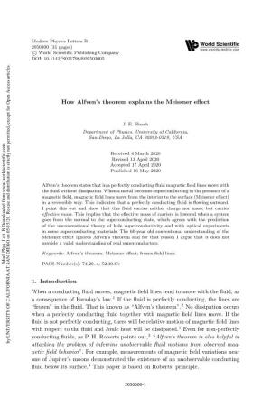 How Alfven's Theorem Explains the Meissner Effect