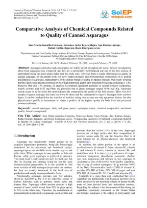 Comparative Analysis of Chemical Compounds Related to Quality of Canned Asparagus