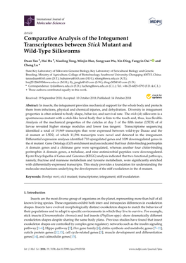 Comparative Analysis of the Integument Transcriptomes Between Stick Mutant and Wild-Type Silkworms